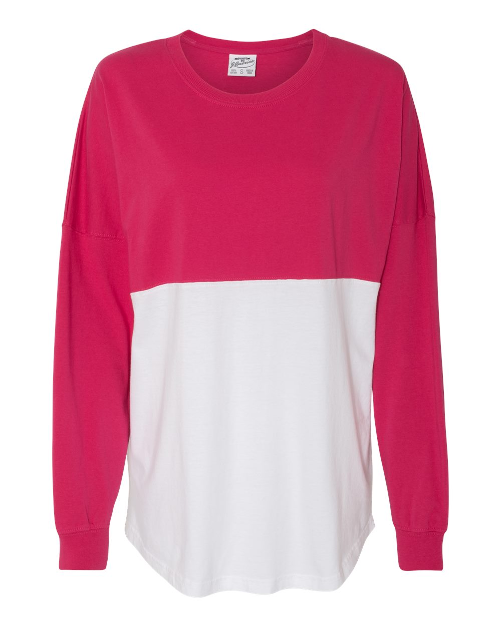 Front View of Wildberry/ White Game Day Jersey Long Sleeve T-Shirt - 8229
