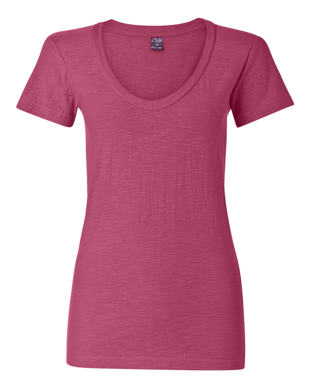 Front View of Wildberry Women's V-Neck Slub T-Shirt - 8169