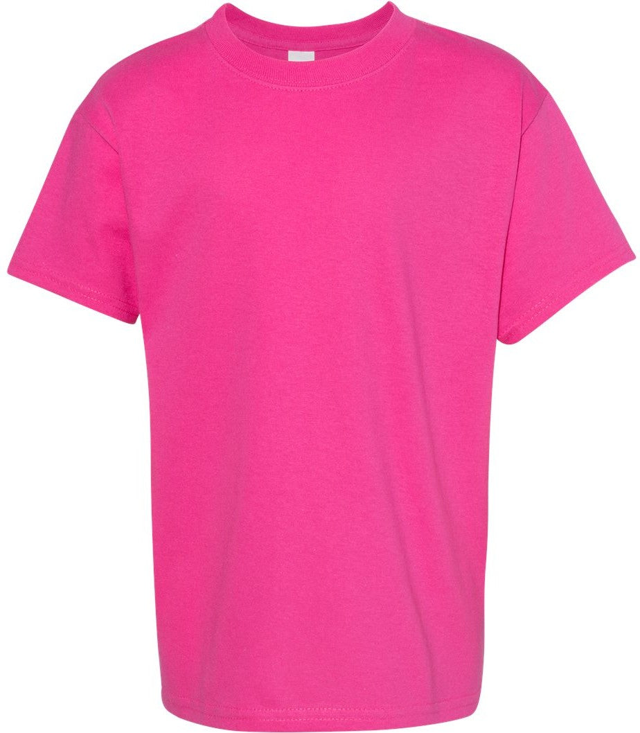 Front View of Wow Pink Essential-T Youth T-Shirt - 5480