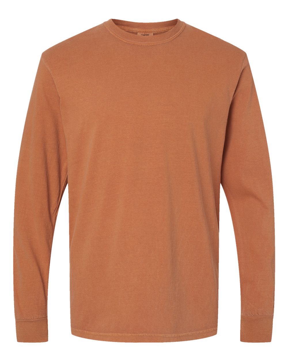 Front View of Yam Garment-Dyed Heavyweight Long Sleeve T-Shirt - 6014