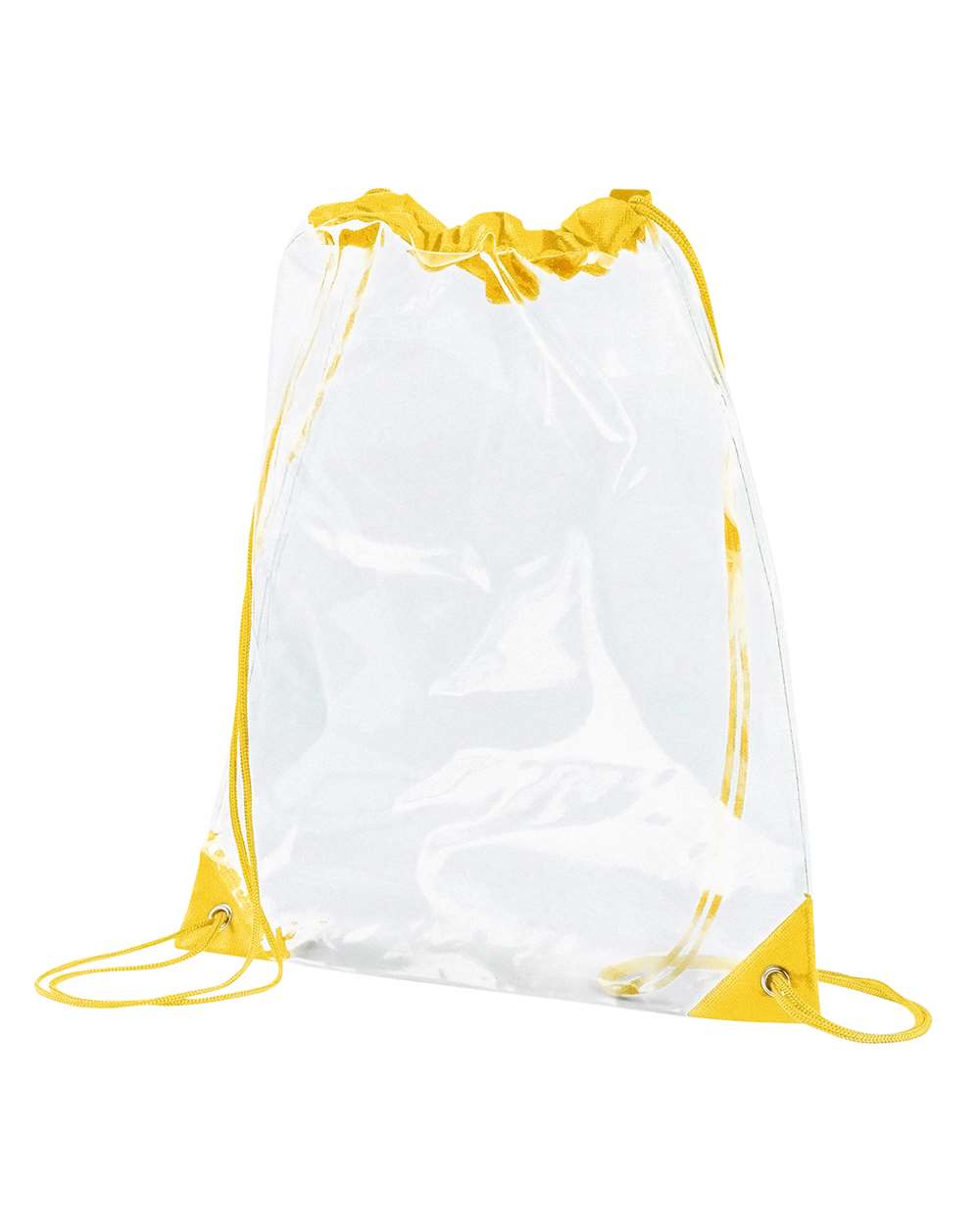 Front View of Yellow PVC Clear Drawstring Bag - BE253