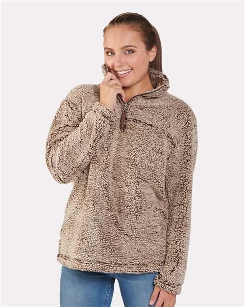 Frosty Chocolate Sherpa Fleece Quarter-Zip Pullover - Q10