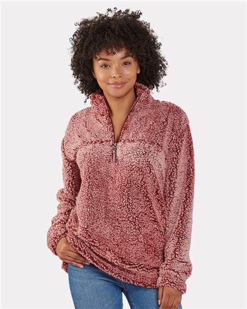 Frosty Garnet Sherpa Fleece Quarter-Zip Pullover - Q10