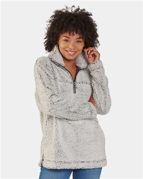 Frosty Grey Sherpa Fleece Quarter-Zip Pullover - Q10