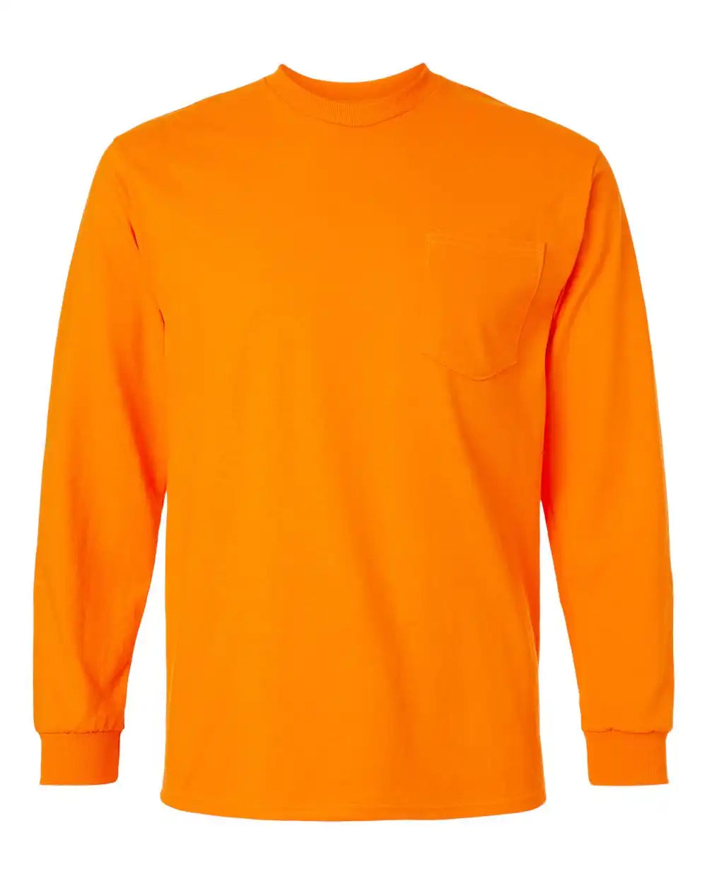 Gildan 2410 Ultra Cotton® Long Sleeve Pocket T-shirt - Safety Orange - s