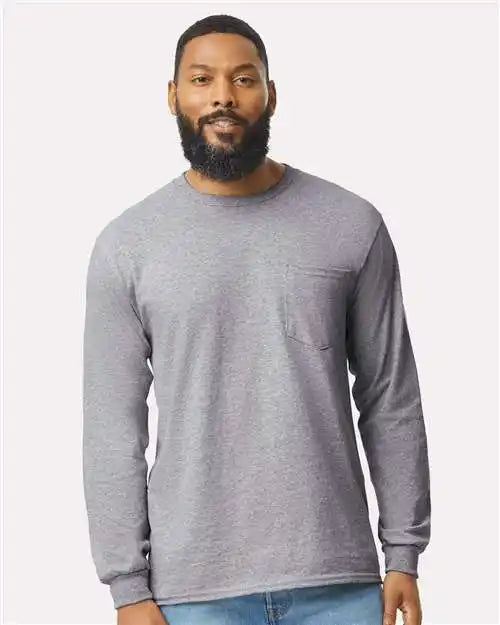 Gildan 2410 Ultra Cotton® Long Sleeve Pocket T-shirt - Sport Grey