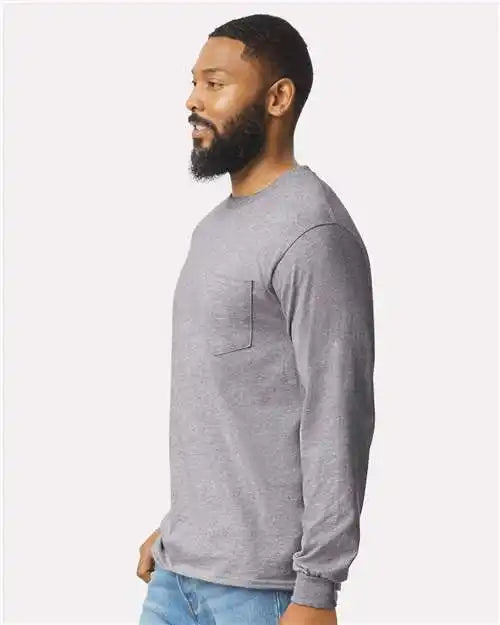 Gildan 2410 Ultra Cotton® Long Sleeve Pocket T-shirt - Sport Grey