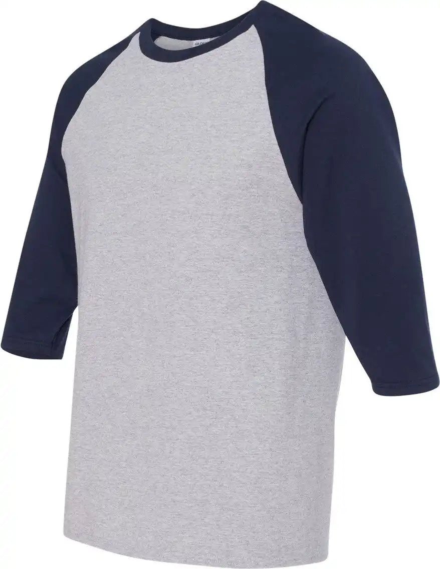 Gildan 5700 Heavy Cotton™ Raglan Three-quarter Sleeve T-shirt - Sport Grey Navy - Grey/ / s