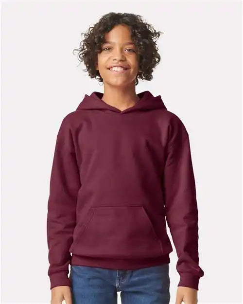 Gildan Sf500b Softstyle® Youth Midweight Hooded Sweatshirt - Maroon