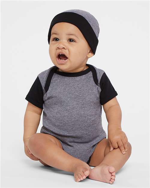 Granite Heather/ Black Infant Baby Rib Bodysuit - 4400