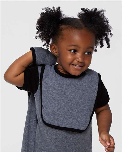 Granite Heather/ Black Infant Contrast Trim Premium Jersey Bib - 1004