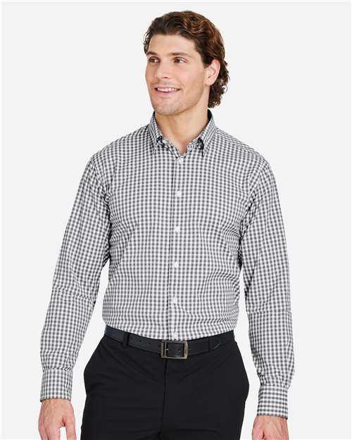 Graphite/ White Men's CrownLux Performance® Gingham Dress Shirt - DG536