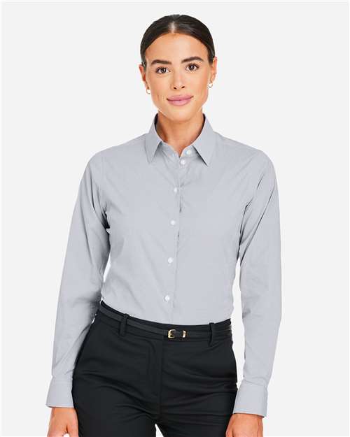 Graphite/ White Women's CrownLux Performance® Microstripe Dress Shirt - DG537W