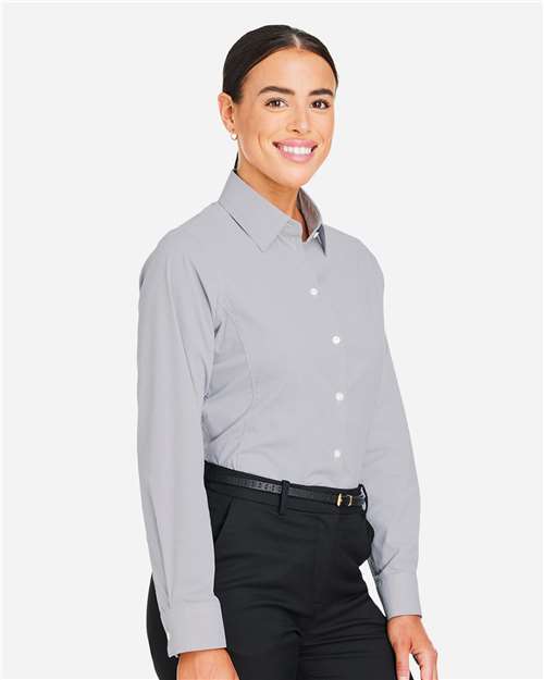 Graphite/ White Women's CrownLux Performance® Microstripe Dress Shirt - DG537W