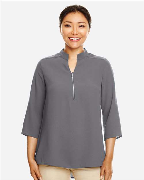 Front View of Graphite Women's Perfect Fit™  Three-Quarter Sleeve Crepe Tunic - DP611W