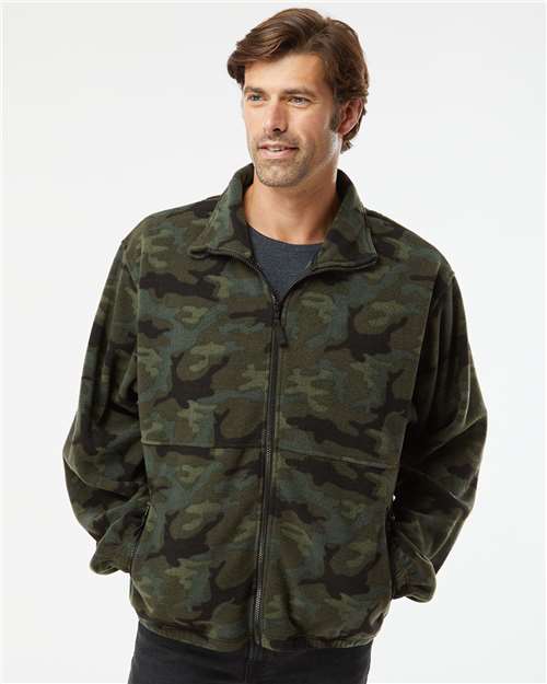 Green Camo Polar Fleece Full-Zip Jacket - 3062