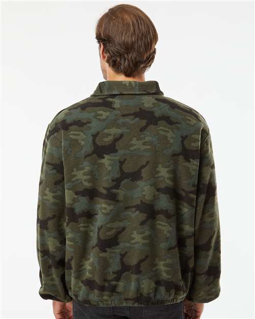 Green Camo Polar Fleece Quarter-Zip Pullover - 3052