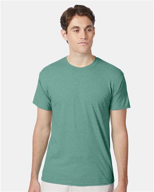 Front View of Green Clay Heather Perfect-T Triblend T-Shirt - 42TB