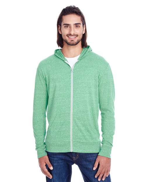 Green Triblend Triblend Full-Zip Lightweight Hooded Sweatshirt - 302Z