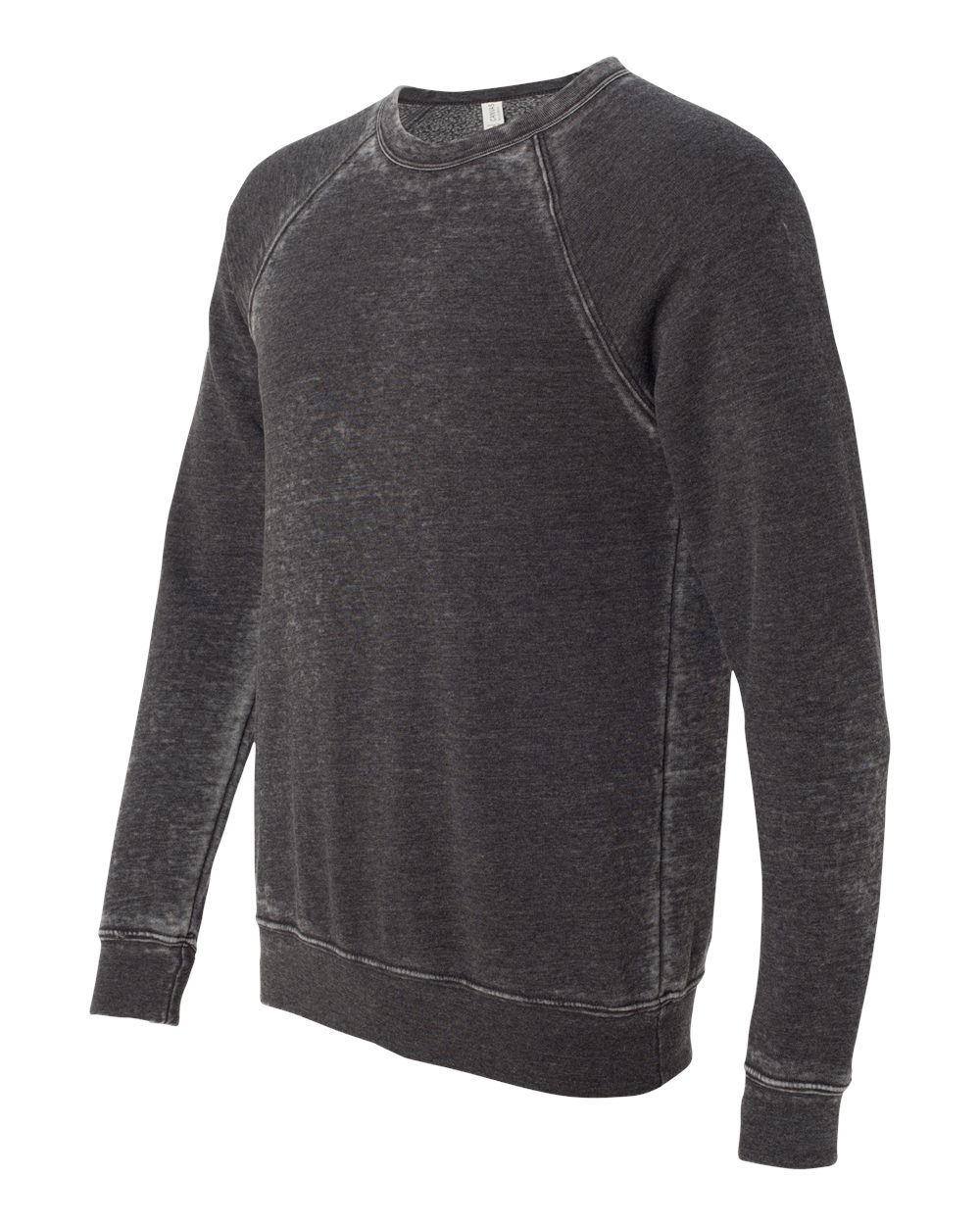 Grey Acid Wash Sponge Fleece Raglan Crewneck Sweatshirt - 3901
