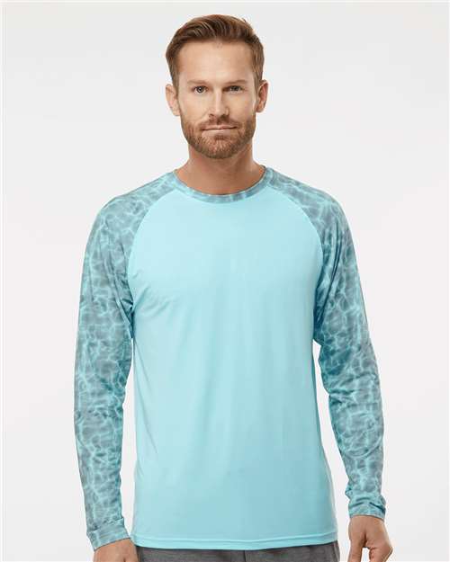Grey Aqua Water Panama Colorblocked Long Sleeve T-Shirt - 231