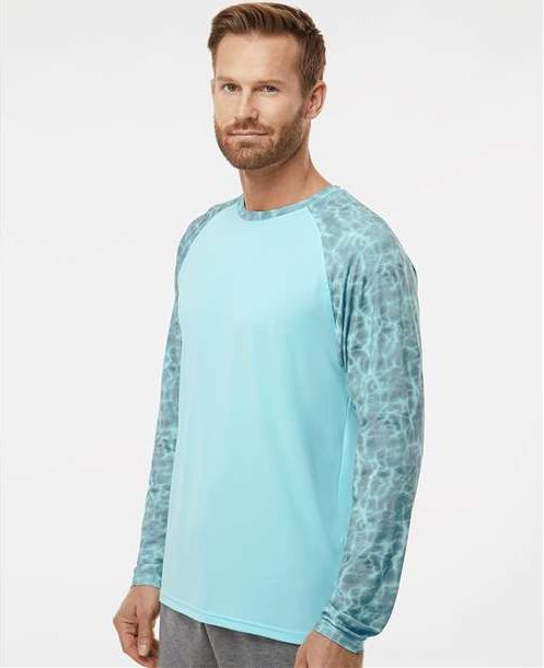 Grey Aqua Water Panama Colorblocked Long Sleeve T-Shirt - 231