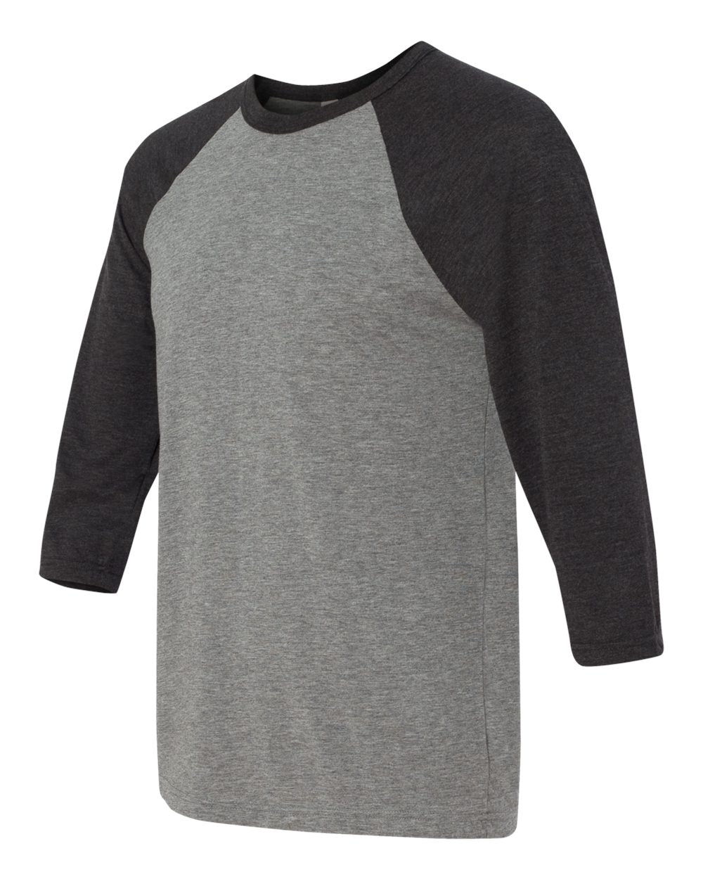 Grey/ Charcoal Black Triblend Three-Quarter Sleeve Baseball Tee - 3200