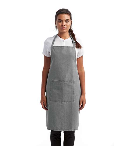 Grey Denim Recycled Bib Apron with Pocket - RP154