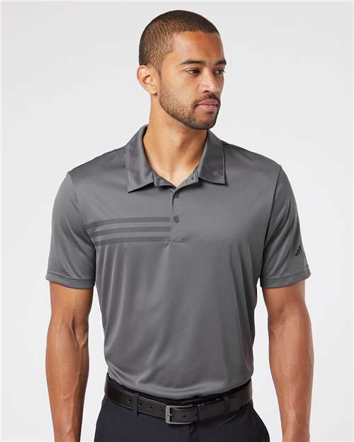 Grey Five/ Black 3-Stripes Chest Polo - A324