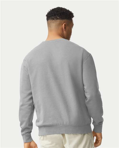 Grey Garment-Dyed Lightweight Fleece Crewneck Sweatshirt - 1466