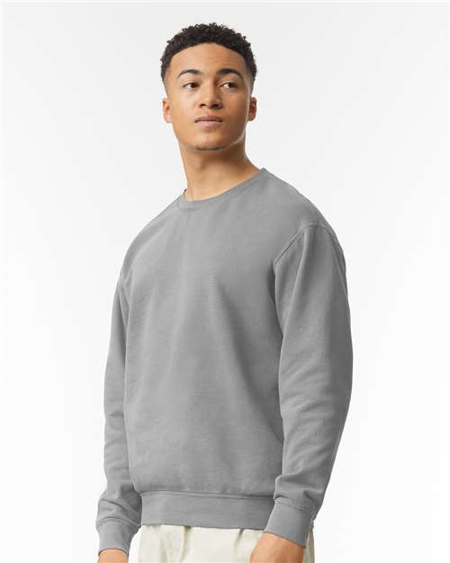 Grey Garment-Dyed Lightweight Fleece Crewneck Sweatshirt - 1466