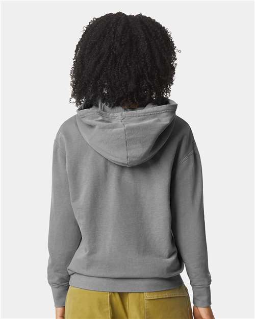 Grey Garment-Dyed Lightweight Fleece Hooded Sweatshirt - 1467