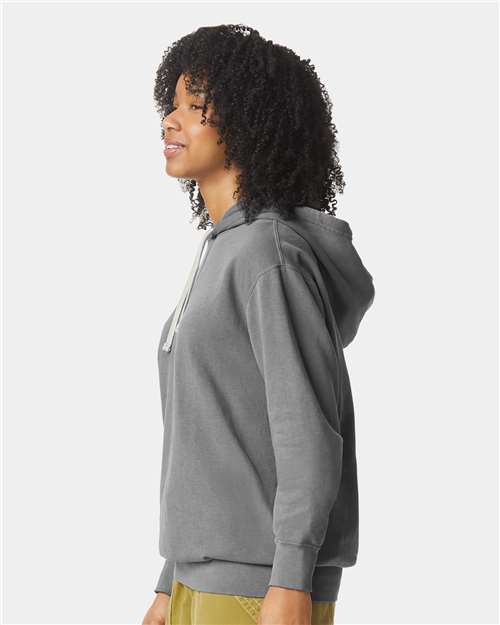 Grey Garment-Dyed Lightweight Fleece Hooded Sweatshirt - 1467