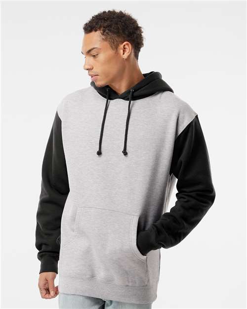 Grey Heather/ Black Heavyweight Hooded Sweatshirt - IND4000
