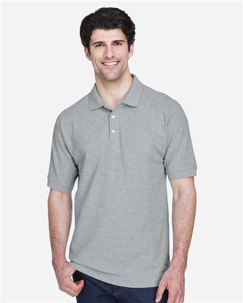 Grey Heather Men's Pima Piqué Polo - D100