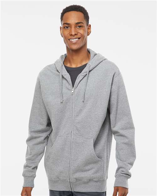Grey Heather Midweight Full-Zip Hooded Sweatshirt - SS4500Z