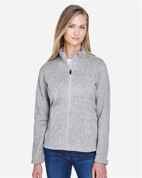 Grey Heather Women's Bristol Full-Zip Sweater Fleece Jacket - DG793W