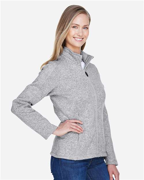 Grey Heather Women's Bristol Full-Zip Sweater Fleece Jacket - DG793W