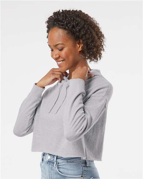Grey Heather Women’s Lightweight Crop Hooded Sweatshirt - AFX64CRP