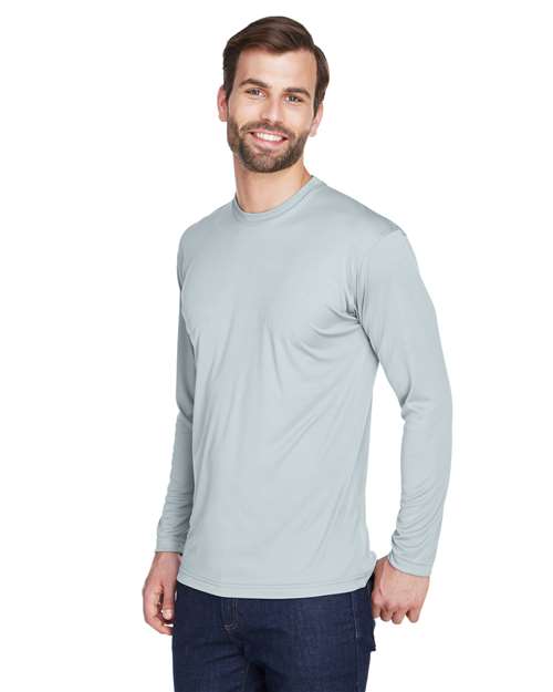 Grey Men's Cool & Dry Sport Long Sleeve Performance Interlock T-Shirt - 8422