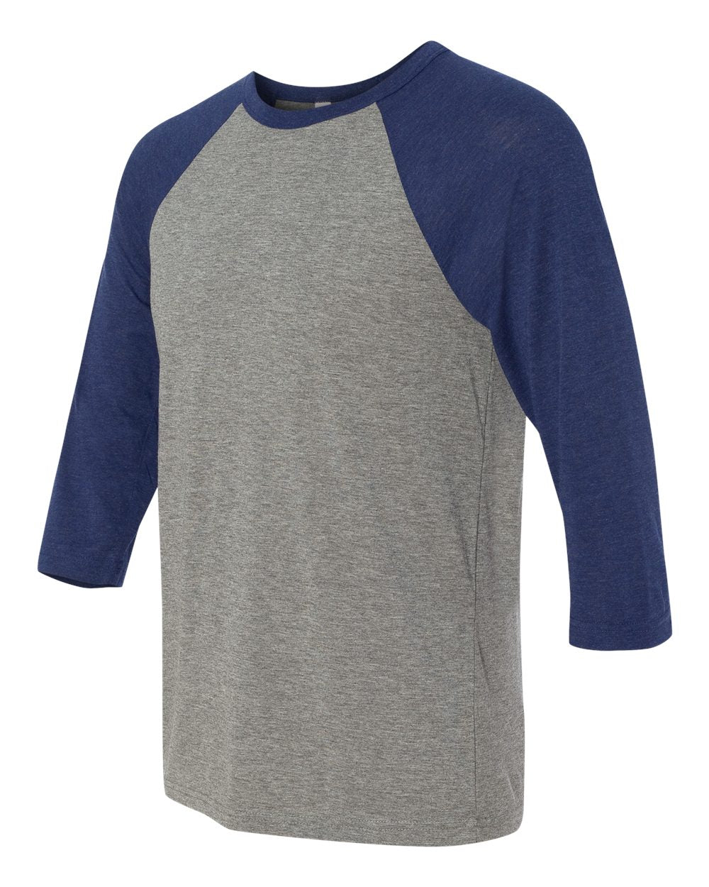 Grey/ Navy Triblend Three-Quarter Sleeve Baseball Tee - 3200