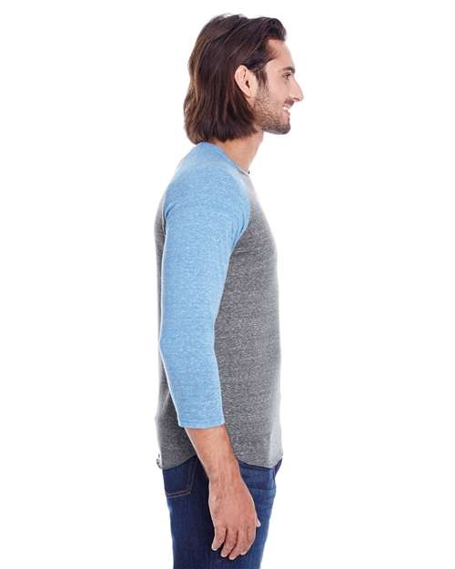 Grey/ Royal Triblend Triblend Three-Quarter Sleeve Raglan T-Shirt - 302G