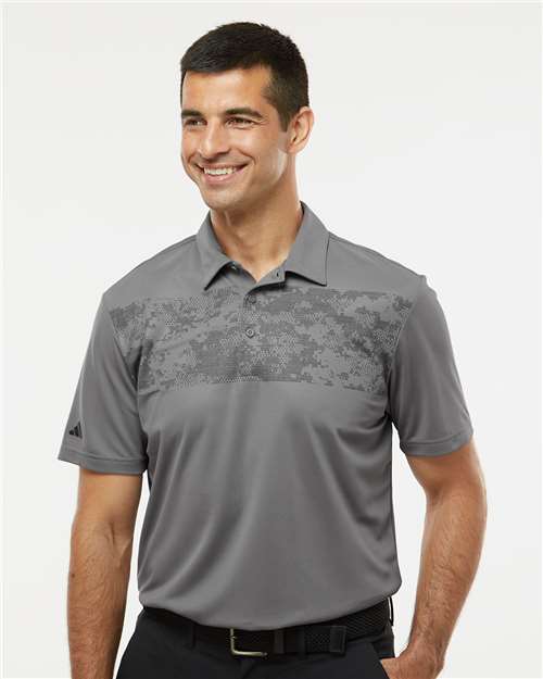 Grey Three Camo Chest Print Polo - A585