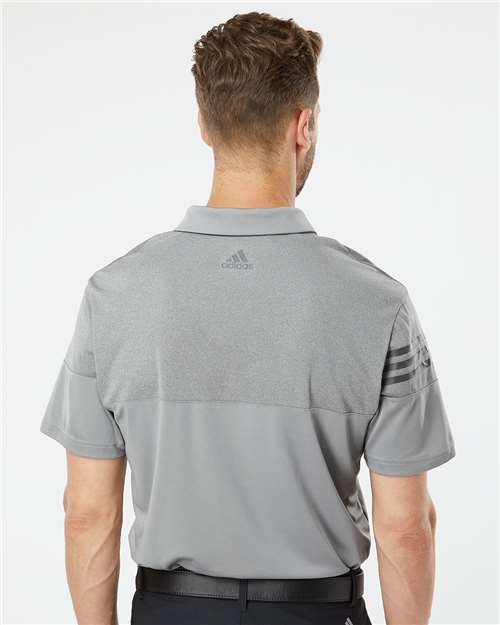 Grey Three Heathered 3-Stripes Colorblocked Polo - A213