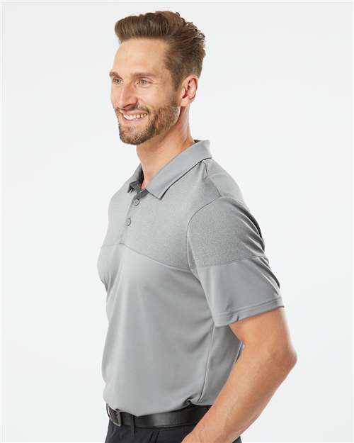 Grey Three Heathered 3-Stripes Colorblocked Polo - A213