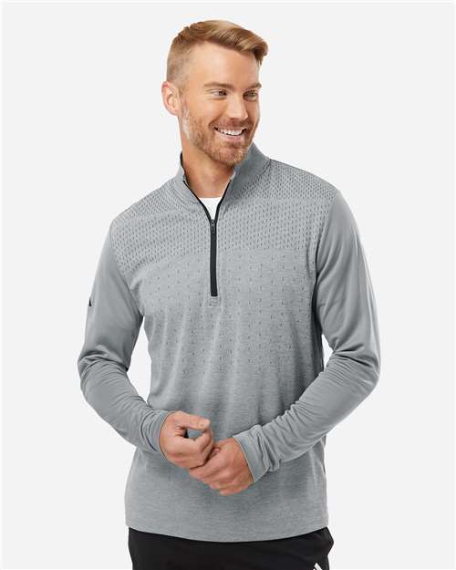 Grey Three Melange/ Grey Three/ Black Heather Block Print Quarter-Zip Pullover - A522