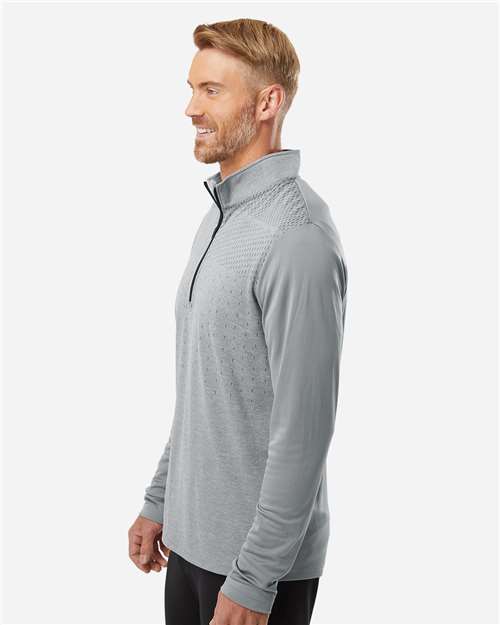Grey Three Melange/ Grey Three/ Black Heather Block Print Quarter-Zip Pullover - A522
