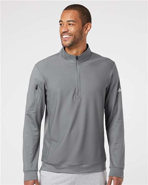 Grey Three Performance Textured Quarter-Zip Pullover - A295