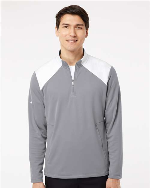 Grey Three/ White Textured Mixed Media Quarter-Zip Pullover - A532