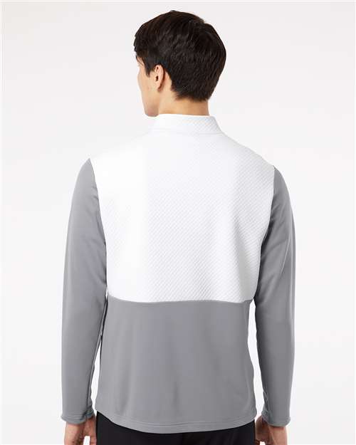 Grey Three/ White Textured Mixed Media Quarter-Zip Pullover - A532